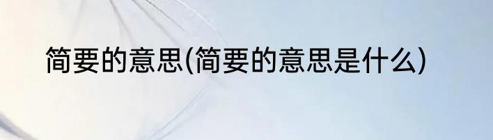 简要的意思(简要的意思是什么)