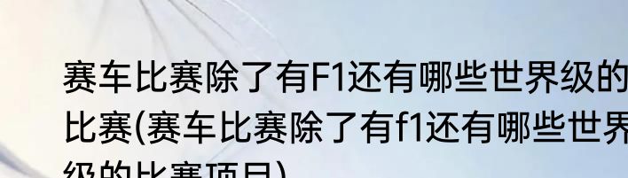 赛车比赛除了有F1还有哪些世界级的比赛(赛车比赛除了有f1还有哪些世界级的比赛项目)