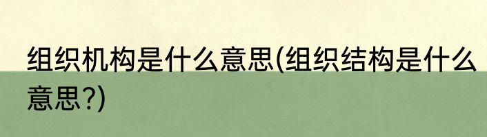 组织机构是什么意思(组织结构是什么意思?)