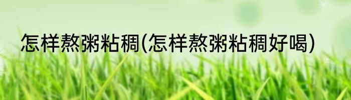 怎样熬粥粘稠(怎样熬粥粘稠好喝)