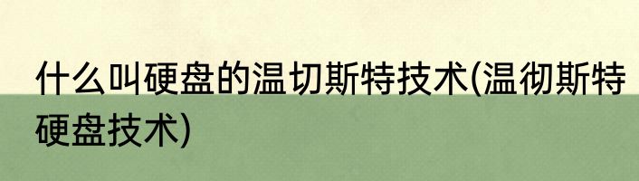 什么叫硬盘的温切斯特技术(温彻斯特硬盘技术)