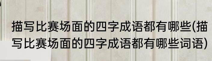 描写比赛场面的四字成语都有哪些(描写比赛场面的四字成语都有哪些词语)