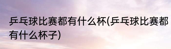乒乓球比赛都有什么杯(乒乓球比赛都有什么杯子)