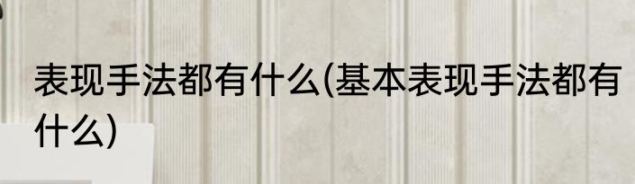 表现手法都有什么(基本表现手法都有什么)