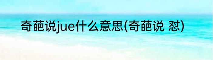 奇葩说jue什么意思(奇葩说 怼)