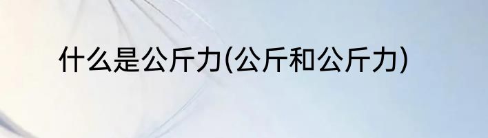 什么是公斤力(公斤和公斤力)