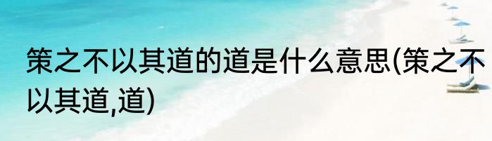策之不以其道的道是什么意思(策之不以其道,道)