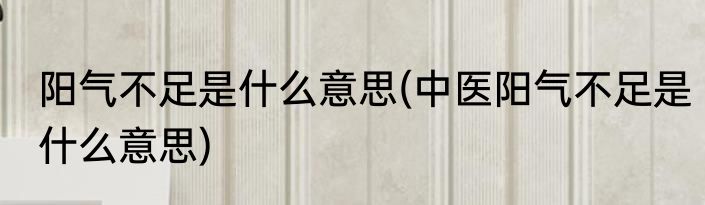 阳气不足是什么意思(中医阳气不足是什么意思)