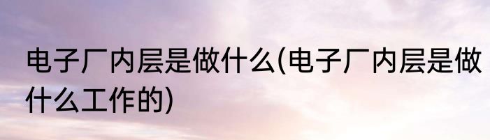 电子厂内层是做什么(电子厂内层是做什么工作的)
