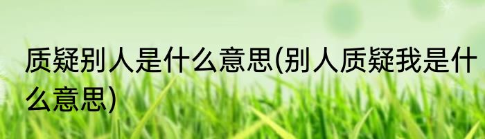 质疑别人是什么意思(别人质疑我是什么意思)