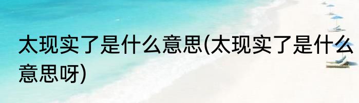 太现实了是什么意思(太现实了是什么意思呀)