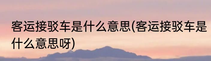 客运接驳车是什么意思(客运接驳车是什么意思呀)