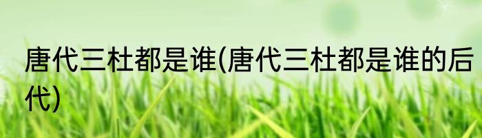 唐代三杜都是谁(唐代三杜都是谁的后代)