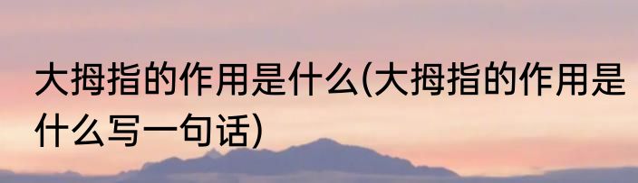 大拇指的作用是什么(大拇指的作用是什么写一句话)