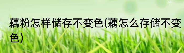 藕粉怎样储存不变色(藕怎么存储不变色)