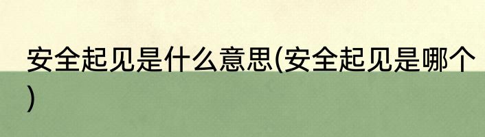 安全起见是什么意思(安全起见是哪个)