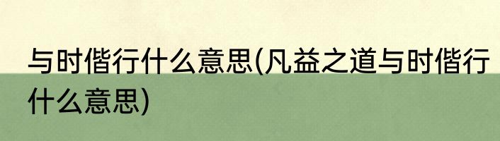 与时偕行什么意思(凡益之道与时偕行什么意思)