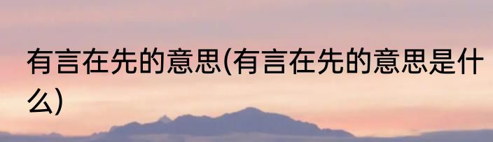 有言在先的意思(有言在先的意思是什么)