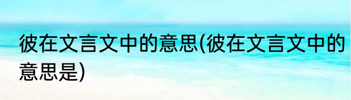 彼在文言文中的意思(彼在文言文中的意思是)