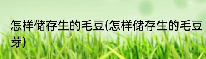 怎样储存生的毛豆(怎样储存生的毛豆芽)