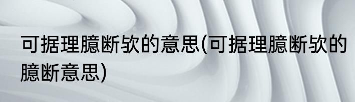 可据理臆断欤的意思(可据理臆断欤的臆断意思)