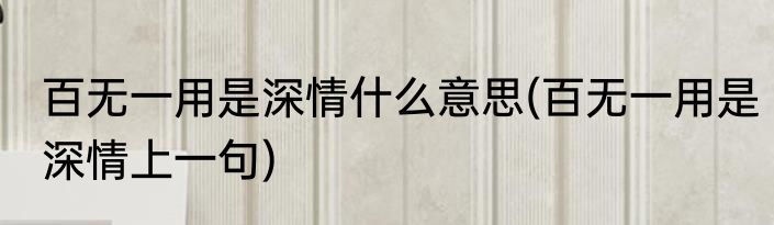 百无一用是深情什么意思(百无一用是深情上一句)