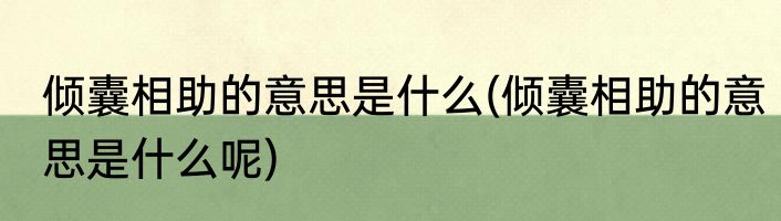 倾囊相助的意思是什么(倾囊相助的意思是什么呢)