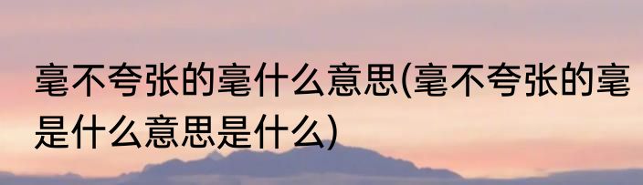 毫不夸张的毫什么意思(毫不夸张的毫是什么意思是什么)