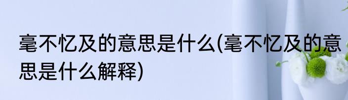 毫不忆及的意思是什么(毫不忆及的意思是什么解释)