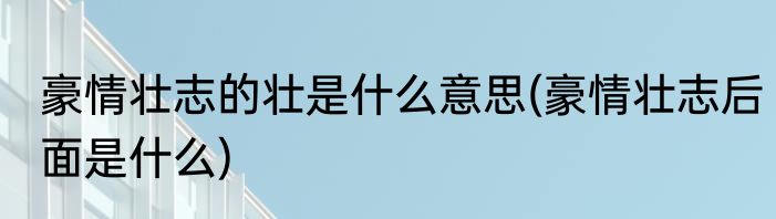 豪情壮志的壮是什么意思(豪情壮志后面是什么)