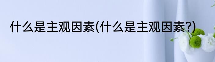 什么是主观因素(什么是主观因素?)