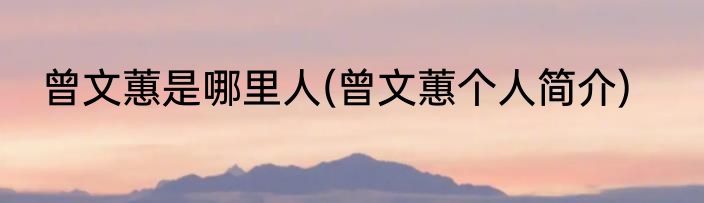 曾文蕙是哪里人(曾文蕙个人简介)