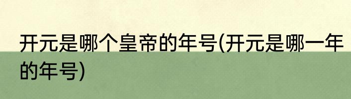 开元是哪个皇帝的年号(开元是哪一年的年号)