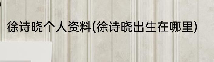 徐诗晓个人资料(徐诗晓出生在哪里)
