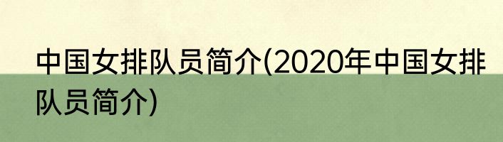 中国女排队员简介(2020年中国女排队员简介)