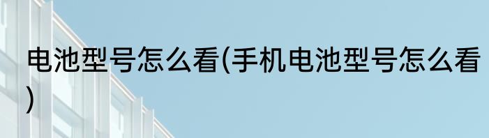 电池型号怎么看(手机电池型号怎么看)