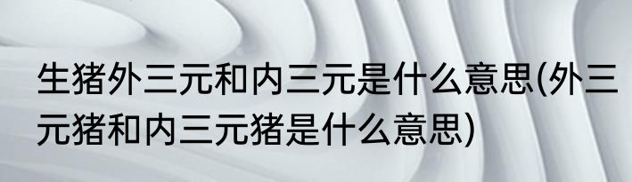 生猪外三元和内三元是什么意思(外三元猪和内三元猪是什么意思)
