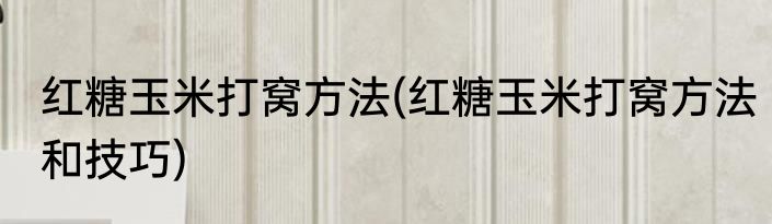 红糖玉米打窝方法(红糖玉米打窝方法和技巧)