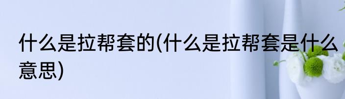 什么是拉帮套的(什么是拉帮套是什么意思)