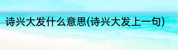 诗兴大发什么意思(诗兴大发上一句)