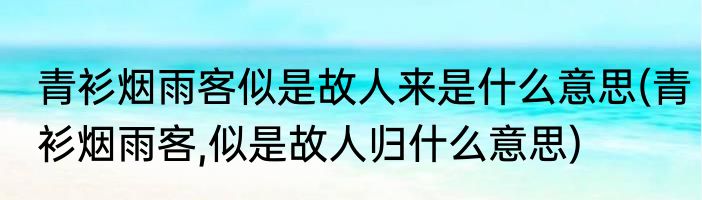 青衫烟雨客似是故人来是什么意思(青衫烟雨客,似是故人归什么意思)