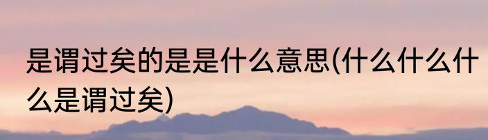 是谓过矣的是是什么意思(什么什么什么是谓过矣)