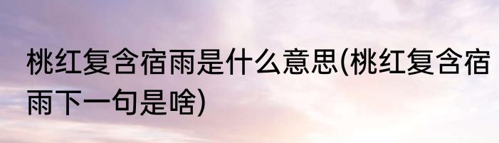 桃红复含宿雨是什么意思(桃红复含宿雨下一句是啥)