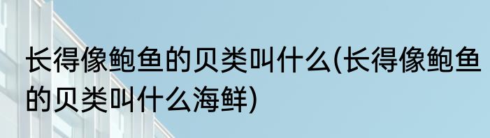 长得像鲍鱼的贝类叫什么(长得像鲍鱼的贝类叫什么海鲜)