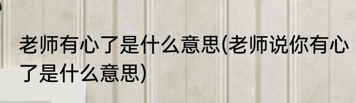老师有心了是什么意思(老师说你有心了是什么意思)