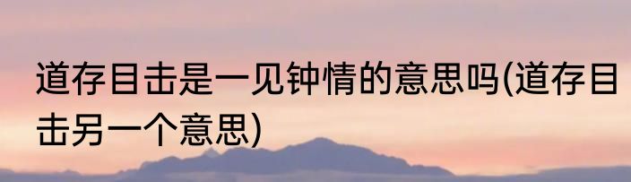道存目击是一见钟情的意思吗(道存目击另一个意思)