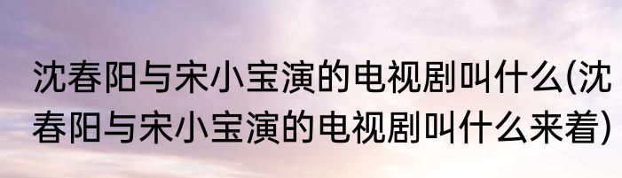 沈春阳与宋小宝演的电视剧叫什么(沈春阳与宋小宝演的电视剧叫什么来着)