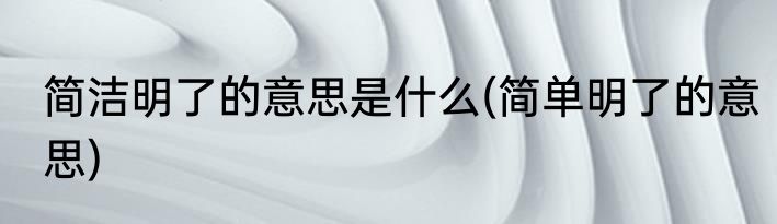 简洁明了的意思是什么(简单明了的意思)