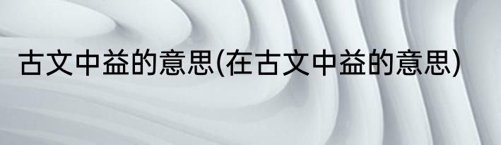 古文中益的意思(在古文中益的意思)