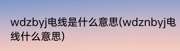 wdzbyj电线是什么意思(wdznbyj电线什么意思)